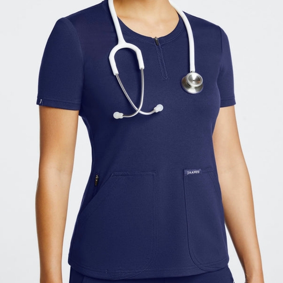 Jaanuu Quarter Zip Scrub Top - Picture 1 of 4